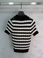 Striped Knit Polo Shirt - View 9
