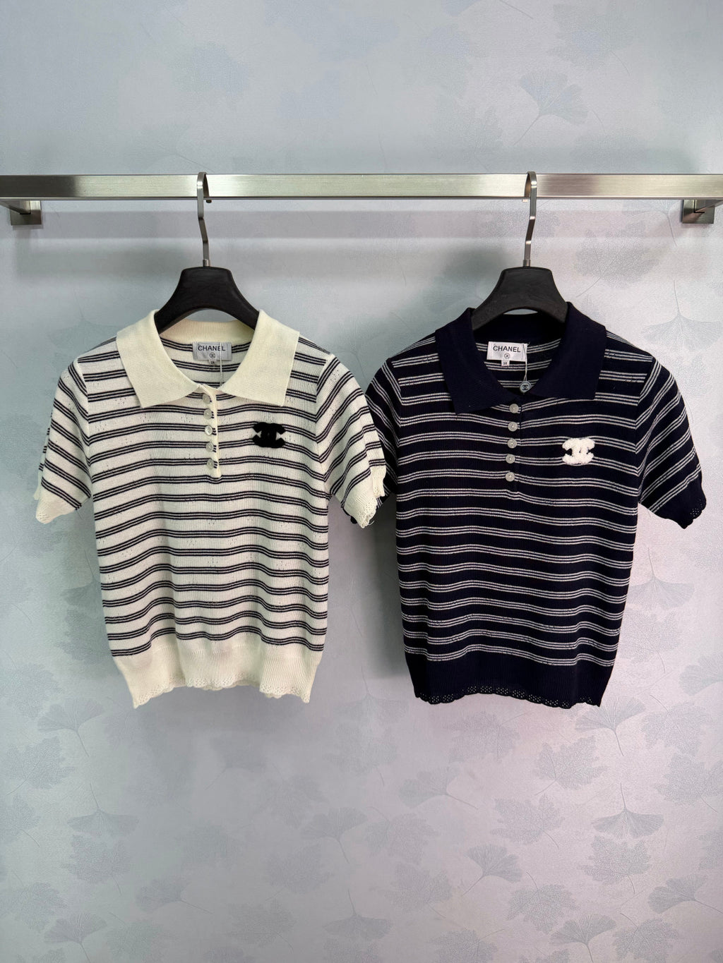 Striped Short-Sleeve Knit Polo - View 1