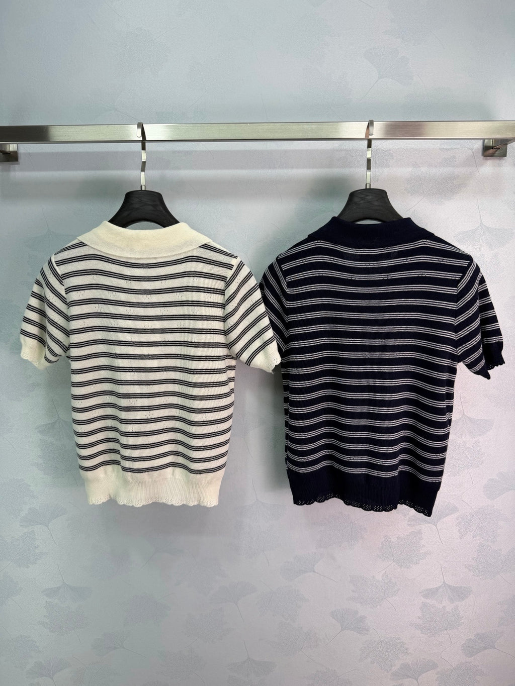Striped Short-Sleeve Knit Polo - View 9