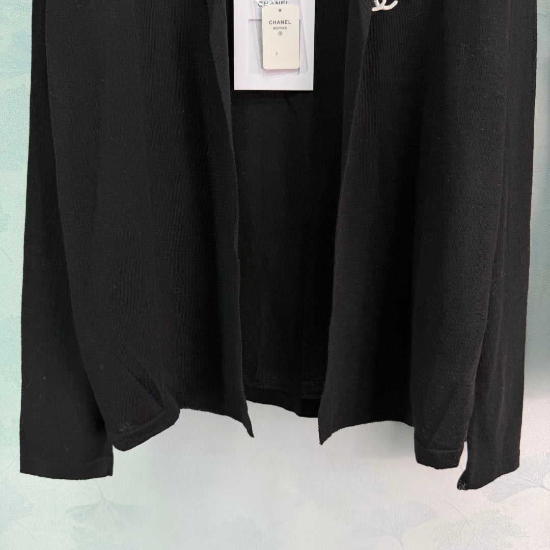 Knit Cardigan And Skirt Three-Piece Set - Black - View 5