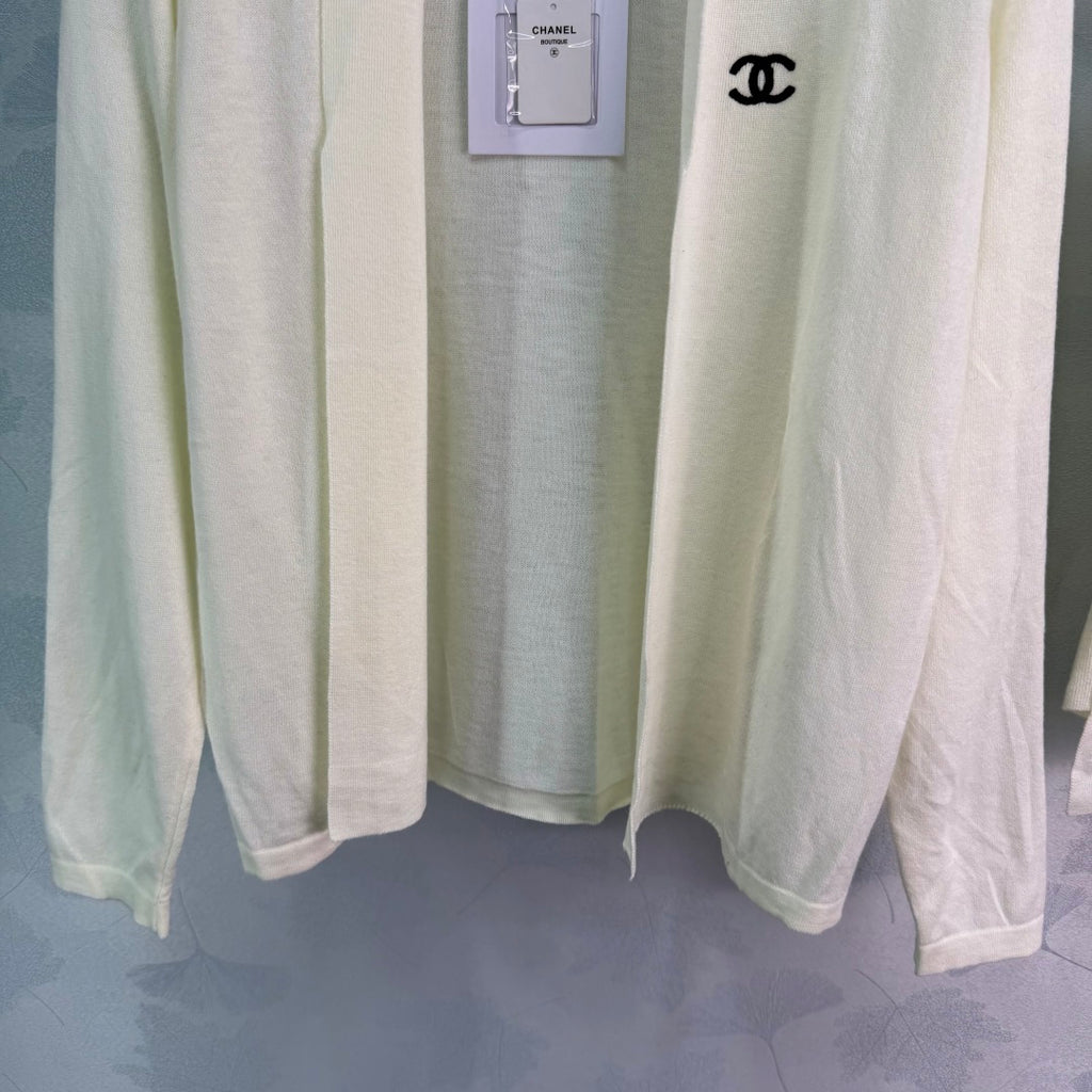Knit Cardigan And Skirt Three-Piece Set - Ivory - View 5