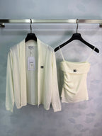 Knit Cardigan And Skirt Three-Piece Set - Ivory - View 1
