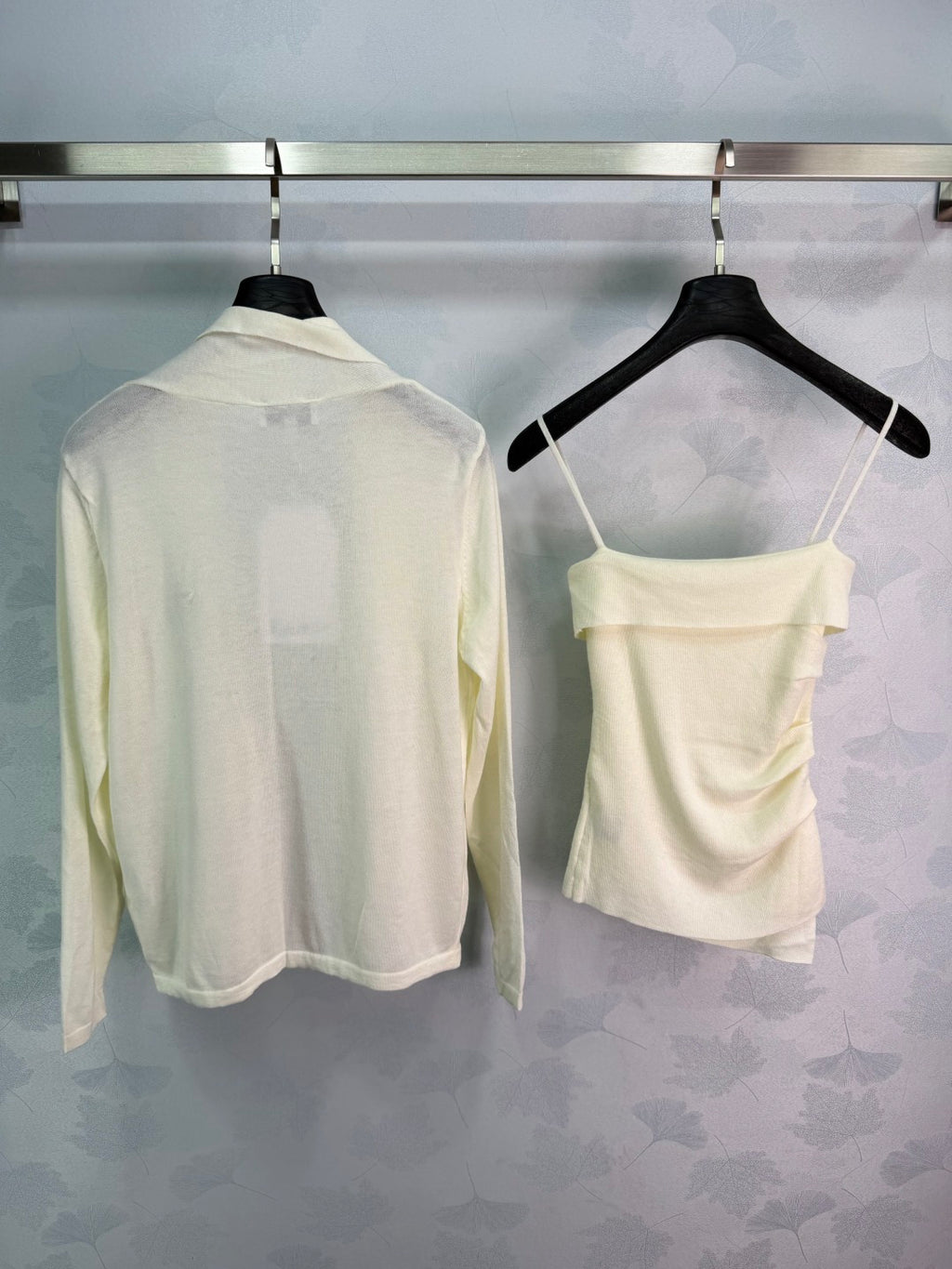 Knit Cardigan And Skirt Three-Piece Set - Ivory - View 9