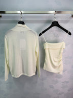 Knit Cardigan And Skirt Three-Piece Set - Ivory - View 9