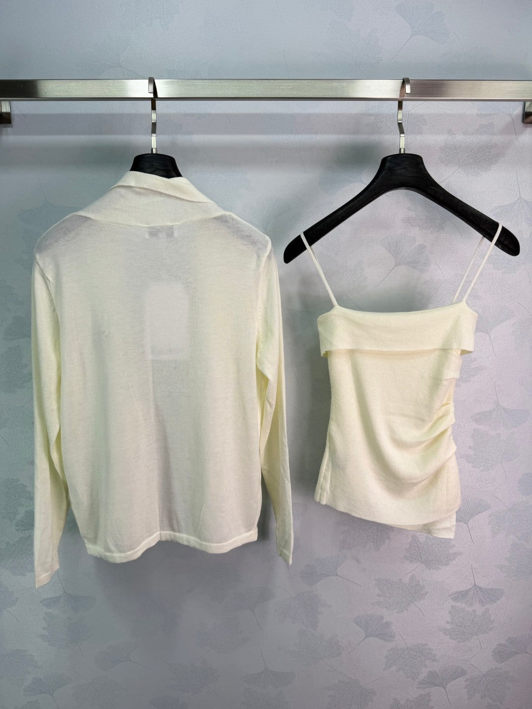 Knit Cardigan And Skirt Three-Piece Set - Ivory - View 9