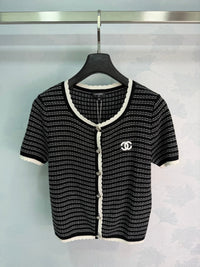 Contrast-Trim Knit Cardigan