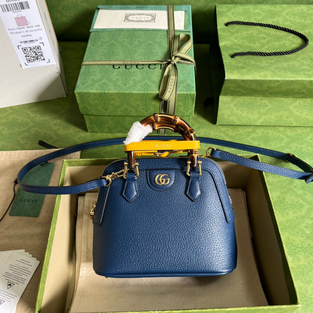 Diana Leather Bamboo Handle Bag