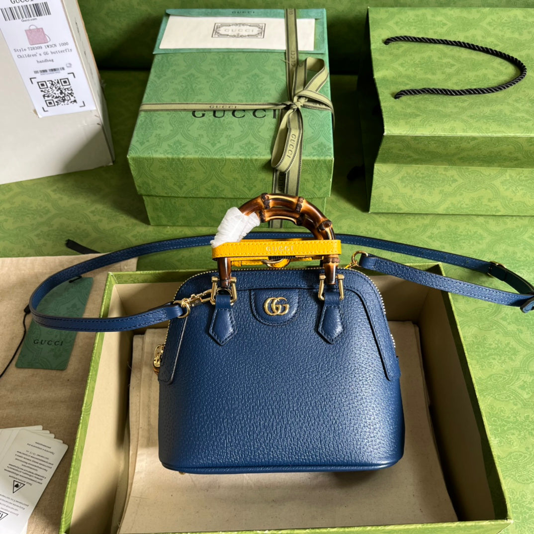 Diana Leather Bamboo Handle Bag
