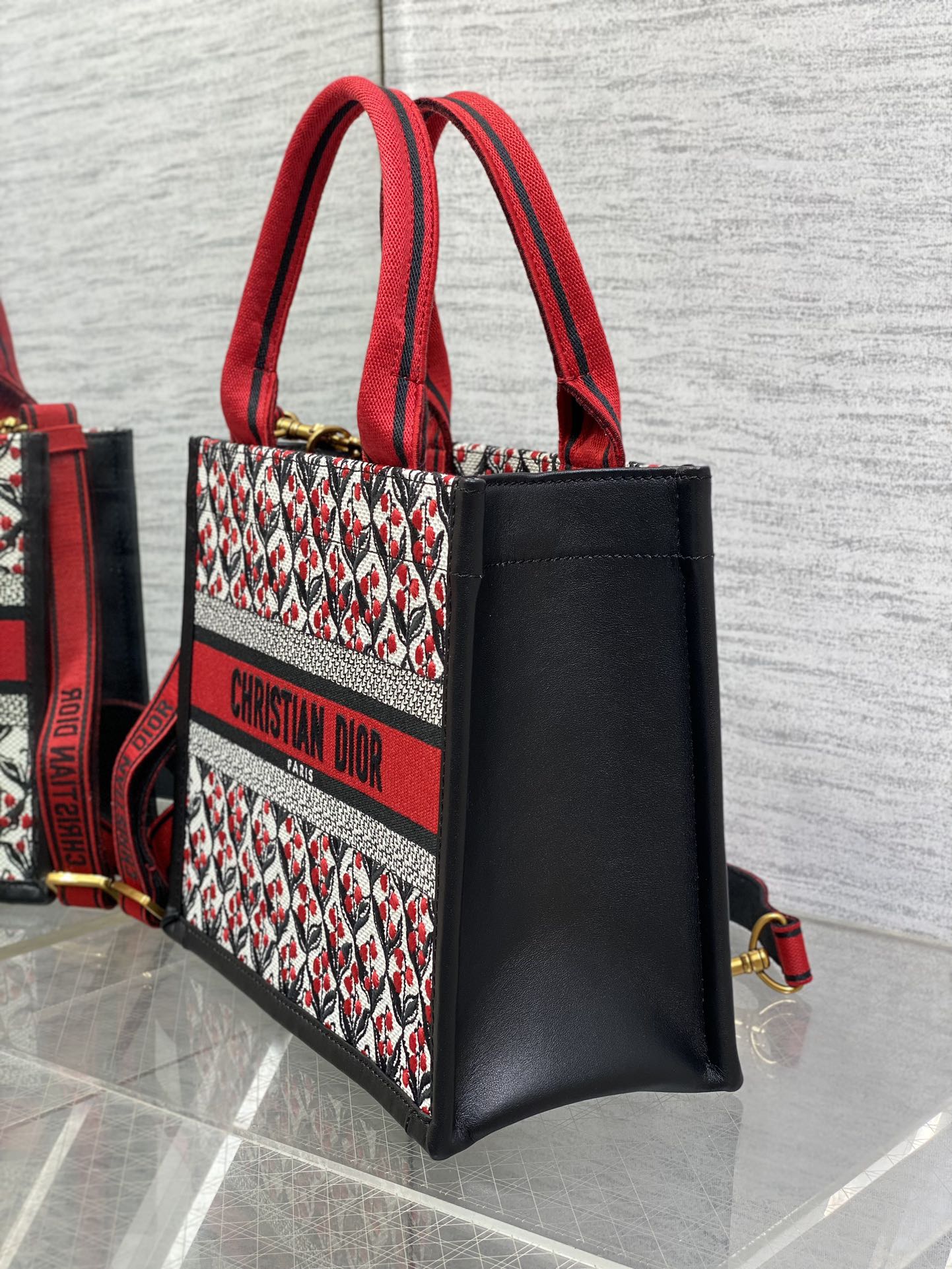 Canvas Mini Tote Bag with Leather Trim