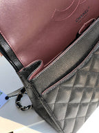 3.55 Large Caviar Leather Classic Double Flap Bag - Silver hardware