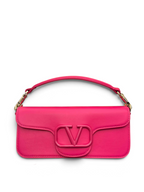 SWORD LUXURY Valentino Garavani VLogo Signature pembe deri çanta, altın rengi zincir askı ve ikonik V logosu detayı.