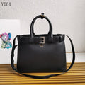 Buckle Belted Medium Leather Tote Bag