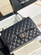 3.55 Large Caviar Leather Classic Double Flap Bag - Gold hardware