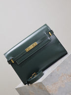 Crocodile-Embossed Leather Chain Bag