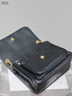 Niki Black Python-Textured Leather Shoulder Bag - 28 cm