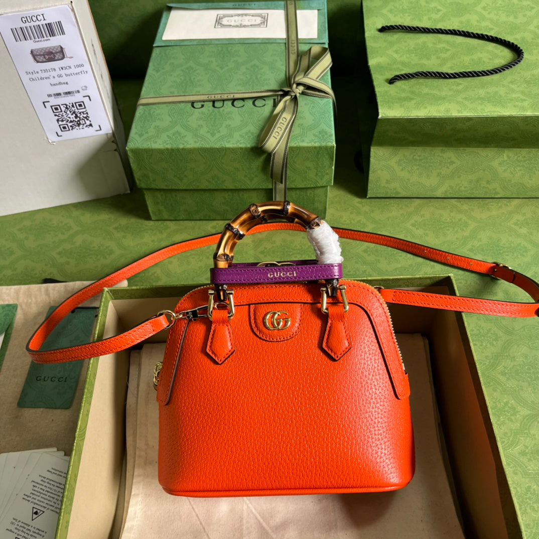 Diana Leather Bamboo Handle Bag