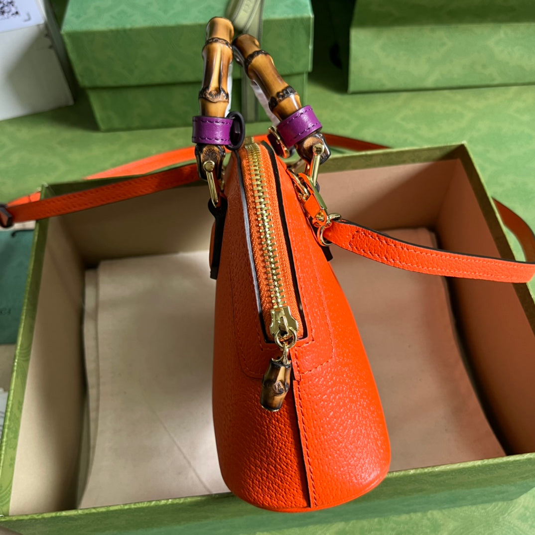 Diana Leather Bamboo Handle Bag