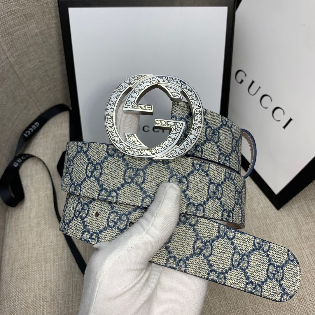 Monogram Canvas Belt with Silver GG Buckle