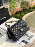 3.55 Large Caviar Leather Classic Double Flap Bag - Gold hardware