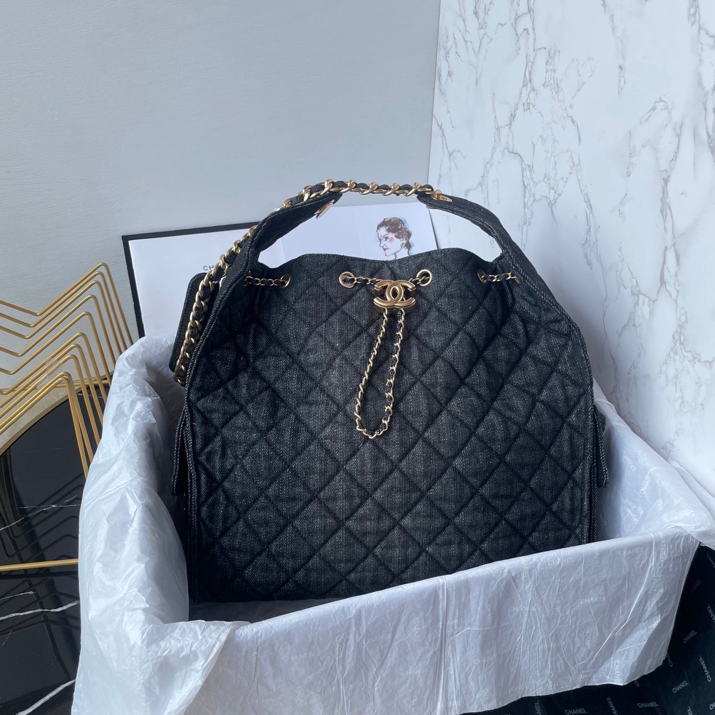 25 Medium Quilted Large Denim Bag