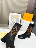 Monogram Knit Sock Ankle Boots