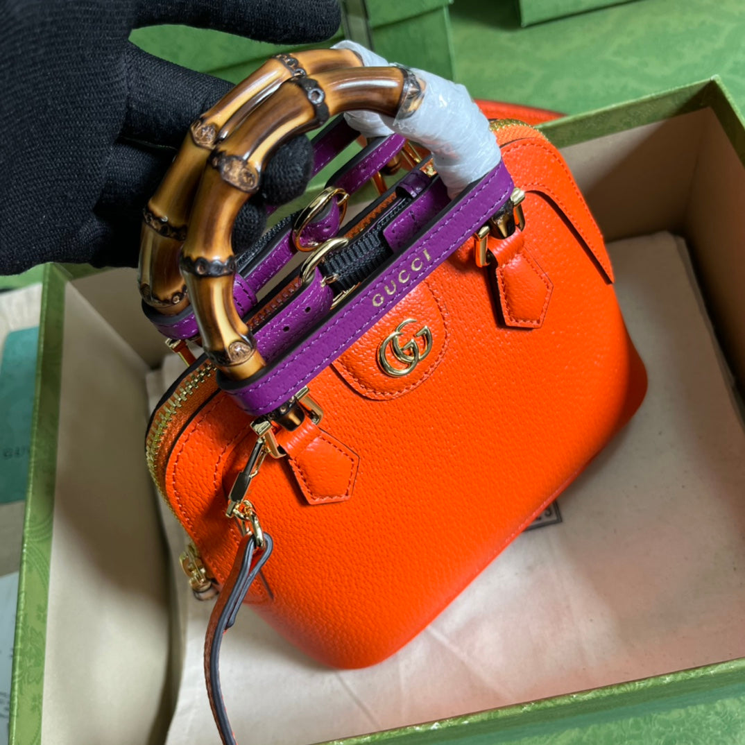 Diana Leather Bamboo Handle Bag