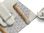 SWORD LUXURY Saigon PM handbag in white Goyardine canvas with smooth leather trim and a beechwood top handle.