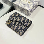 Oblique Lotus Wallet with Asymmetrical Flap & Gold "D" Charm