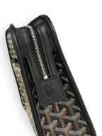 SWORD LUXURY Jouvence toiletry bag in black Goyardine canvas with smooth leather trim and silver zip closure
