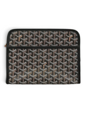 SWORD LUXURY Jouvence toiletry bag in signature black Goyardine canvas with leather trim and zip-top closure.