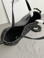 Mini Cuir Cabas Leather Drawstring Bag