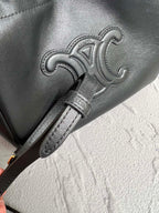 Mini Cuir Cabas Leather Drawstring Bag