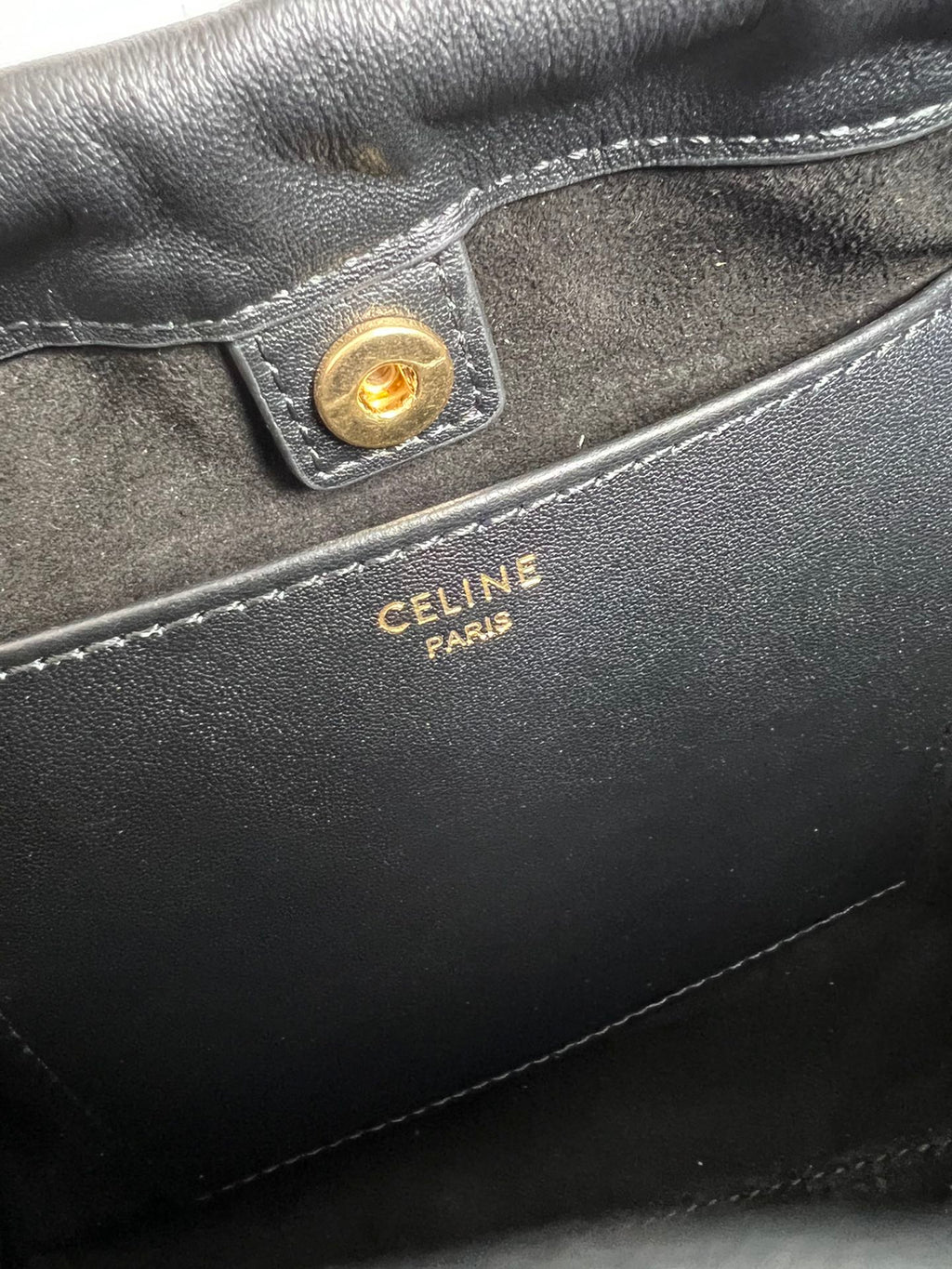 Mini Cuir Cabas Leather Drawstring Bag