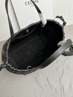 Mini Cuir Cabas Leather Drawstring Bag
