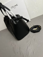 Mini Cuir Cabas Leather Drawstring Bag
