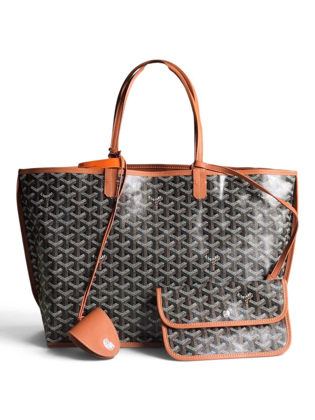 SWORD LUXURY Anjou küçük boy çift taraflı tote çanta, ikonik Goyardine kanvas ve taba rengi deri detaylı tasarım.