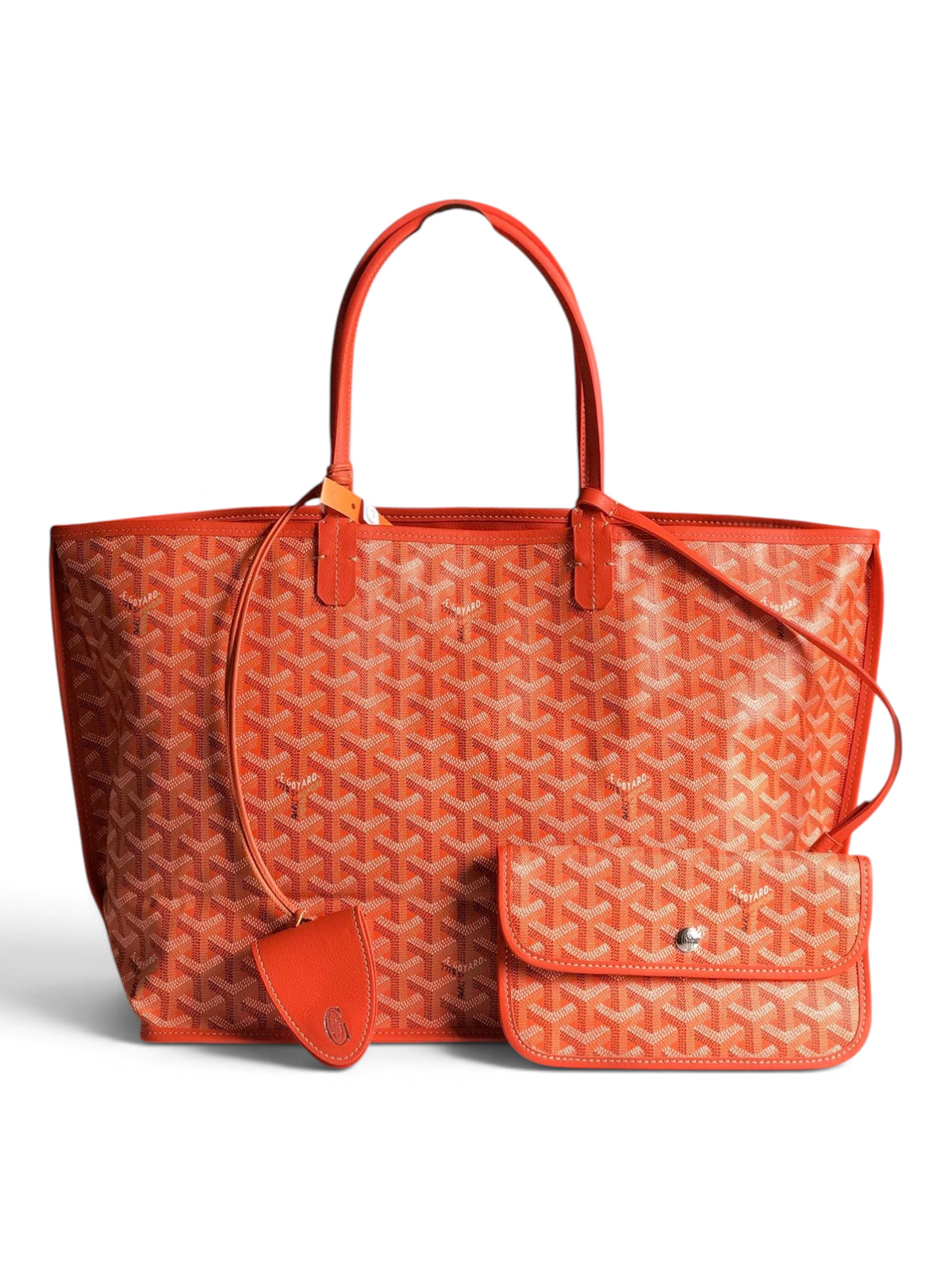 SWORD LUXURY turuncu Goyardine kanvas Anjou ters çevrilebilir küçük tote çanta ve çıkarılabilir bozuk para cüzdanı