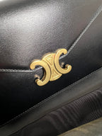 Triomphe Glossy Cowhide Leather Chain Wallet