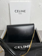 Triomphe Glossy Cowhide Leather Chain Wallet