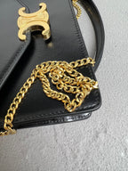 Triomphe Glossy Cowhide Leather Chain Wallet