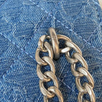 Denim Quilted Heart Charm Mini Shoulder Bag