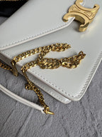 Triomphe Glossy Cowhide Leather Chain Wallet