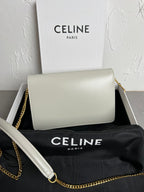 Triomphe Glossy Cowhide Leather Chain Wallet