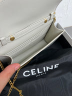 Triomphe Glossy Cowhide Leather Chain Wallet