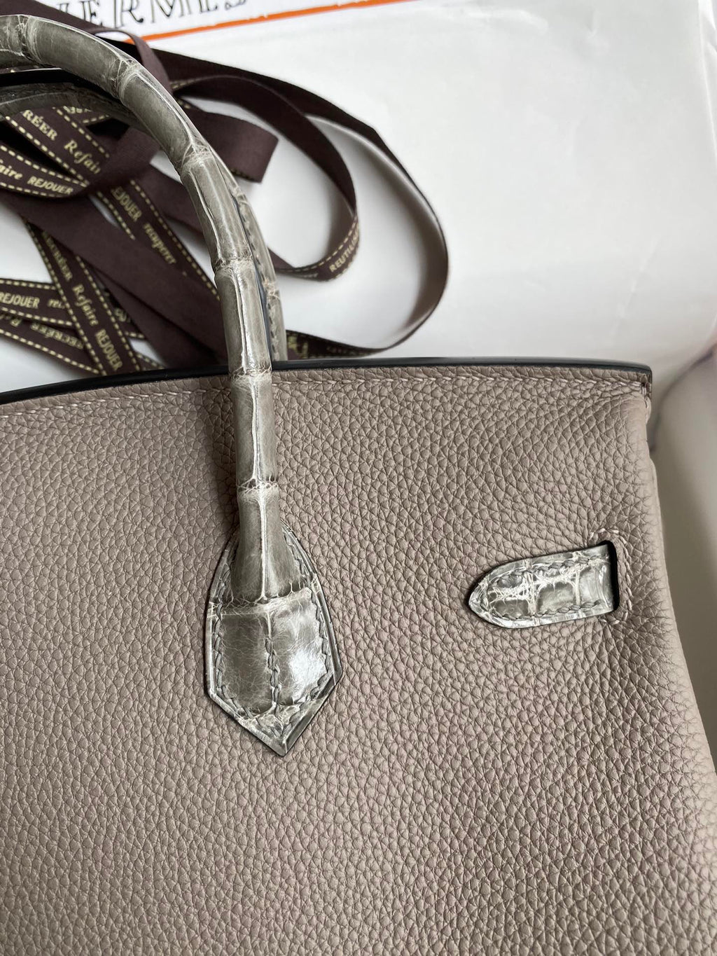Birkin 25 Togo Leather & Crocodile Leather Bag