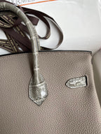 Birkin 25 Togo Leather & Crocodile Leather Bag