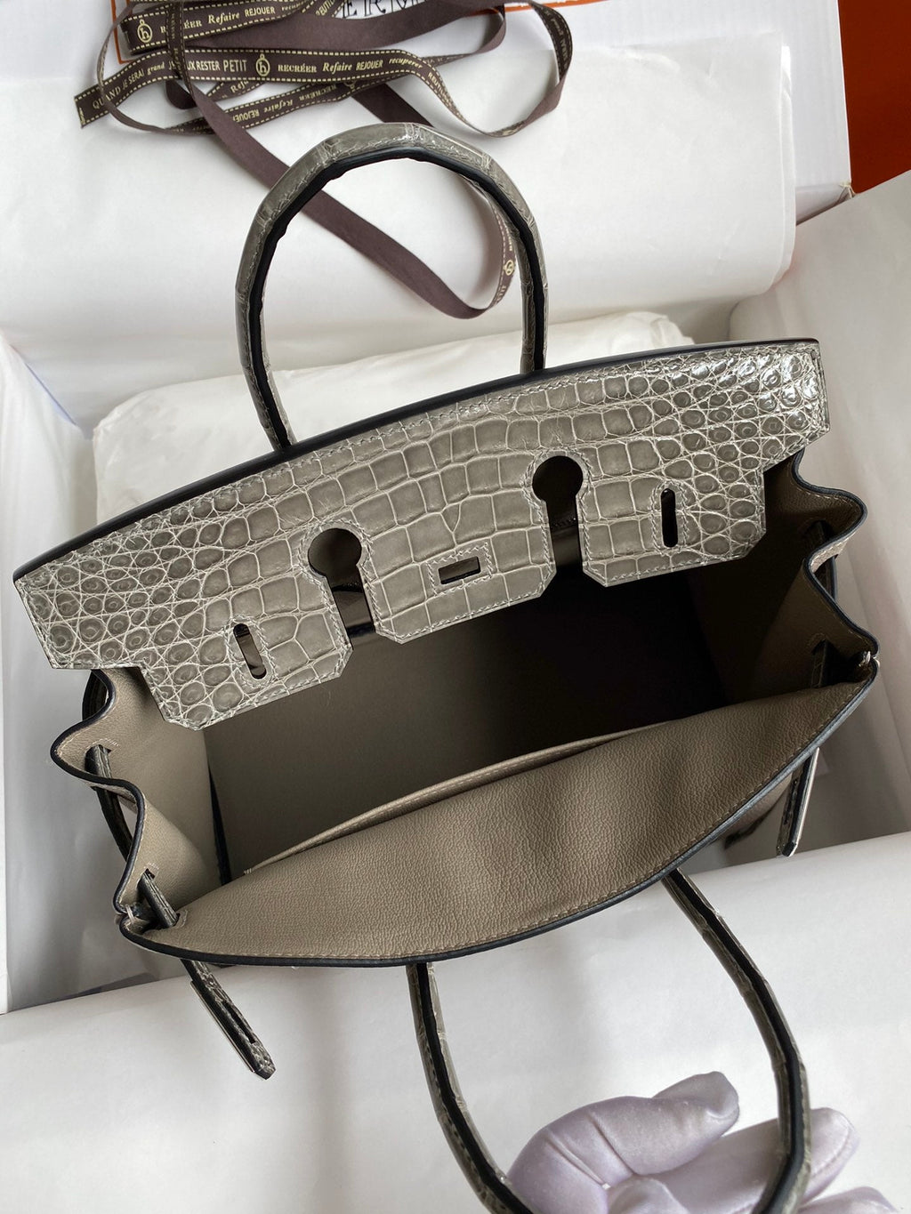 Birkin 25 Togo Leather & Crocodile Leather Bag