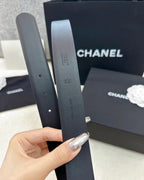 Double C Crystal Buckle Leather Belt