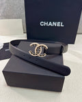Pearl CC Logo Leather Belt – 28mm