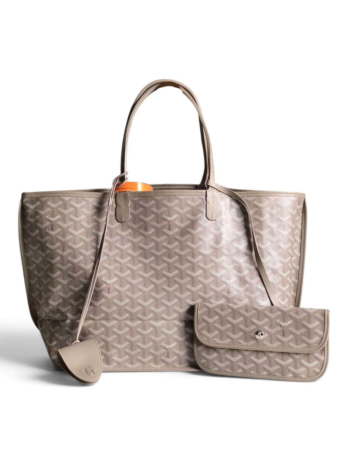 SWORD LUXURY gri renkli Goyardine kanvas Anjou ters çevrilebilir küçük tote çanta ve uyumlu çıkarılabilir bozuk para cüzdanı